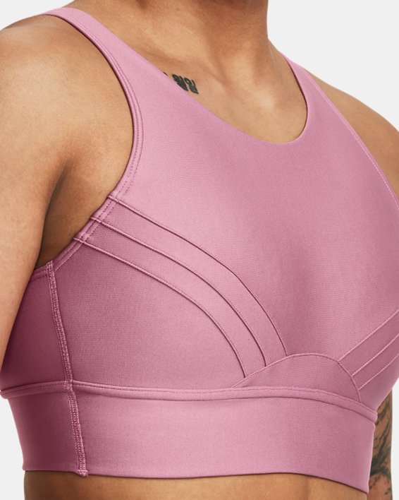 Women's UA Infinity Mid Pintuck Sports Bra in Pink image number 8